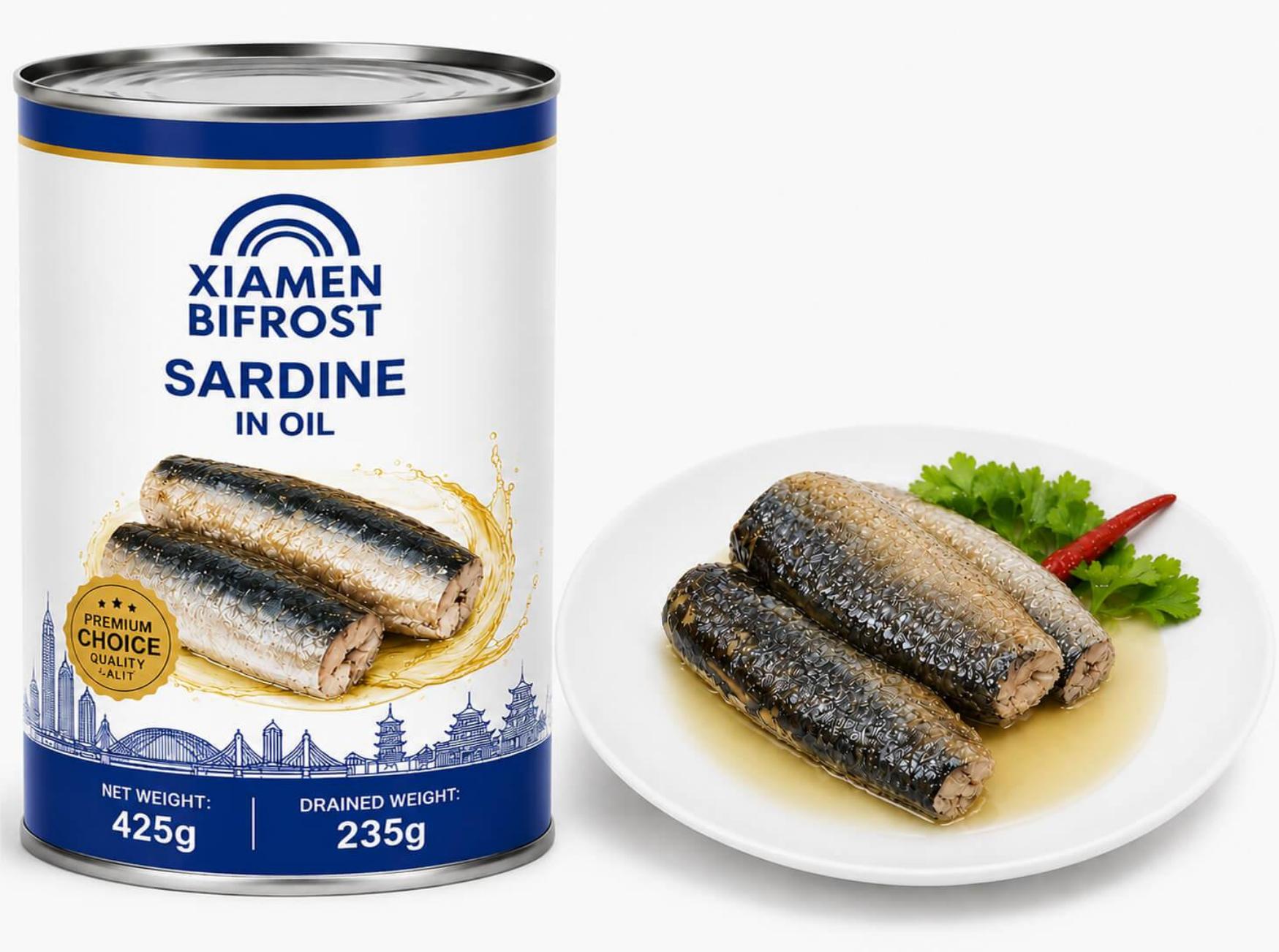 Canned sardine in tomato sauce brine water or oil